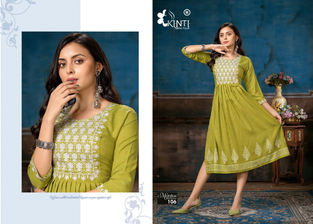 Kinti Mantos Designer Fancy Ethnic Wear Embroidery Kurti Collection